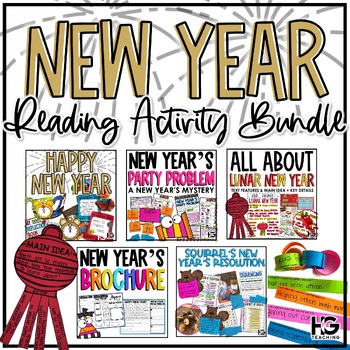 Preview of New Years 2024 Activities Bundle | Goal Setting , Lunar New Year, Escape Room