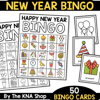 Preview of Happy New Year 2024 Bingo Party Games After First Day Back From Winter Break 