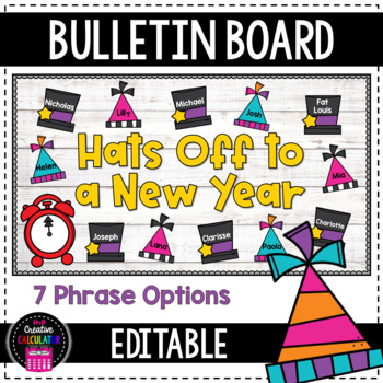 Preview of New Years 2024 Bulletin Board Craft - [EDITABLE]