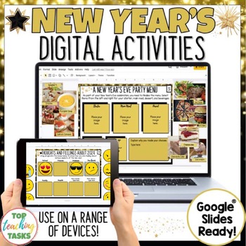 Preview of New Years 2024 Digital Activities for Google Classroom
