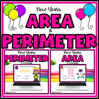 Preview of New Years 2023 Finding the Area and Perimeter of a Rectangle  - #newstart23