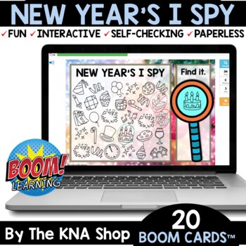 Preview of New Year 2024 I Spy Boom Cards After Winter Break Activity