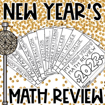 Preview of New Years 2024 Math Review Activity Booklet 1st Grade