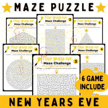 Preview of Happy new year Maze puzzle Game Math logic Activity critical thinking middle 6th