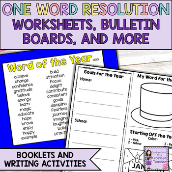 Preview of One Word New Years 2024 | Goal Setting and Resolution and Bulletin Boards 