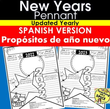 Preview of New Years 2024 Resolution SPANISH Propósitos de Año Nuevo EDITABLE
