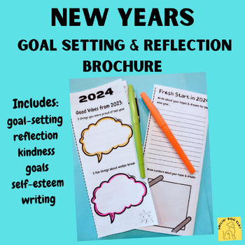 New Years 2024 goals, reflection writing, & SEL Activities - no prep, quick