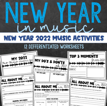 Preview of New Years 2024 in Music Class Activities - Printable and Digital Worksheets
