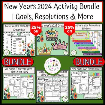 Preview of New Years 2024 Activity Bundle  Goals, Resolutions & More