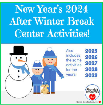 Preview of Happy New Year 2024 | After Winter Break Center Activities For K to Second Grade