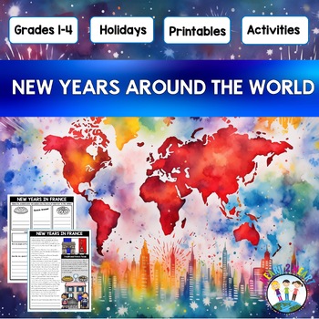 Preview of Happy New Year 2024 Around the World Activities Passages & Flip Book 6 Countries