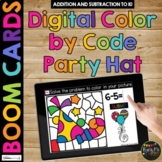 New Years 2025 Boom Cards™ PARTY HAT Color by Code Math Di