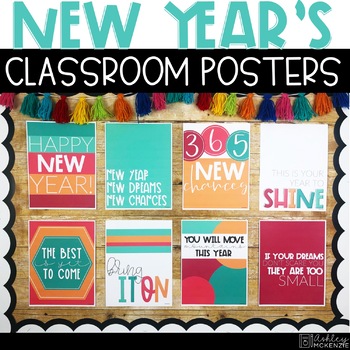 Preview of New Years 2024 Classroom Posters - 5 Minute Bulletin Board!