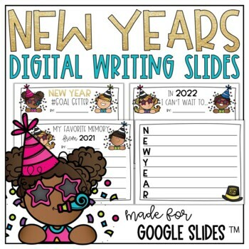 Preview of New Years 2024 Digital Writing Activities for Google Slides™ Classroom