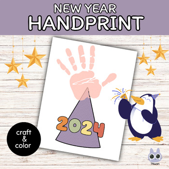 New Years 2024 Handprint Craft Activities Hat Party Printable Template   Original 10825925 1 