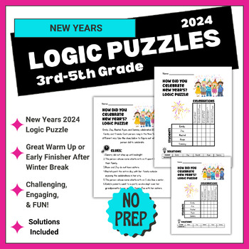 Preview of New Years 2024 Logic Puzzle for Upper Elementary and Middle School, GATE