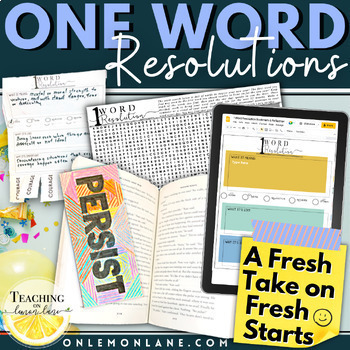 Preview of New Years 2024 MY 1 One Word Resolution Goal Setting Activities Bulletin Board