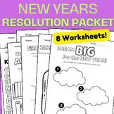 New Years 2024 Mindfulness Resolution Worksheets - 8 Activ