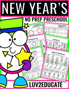 Preview of New Years 2024 NO PREP Preschool