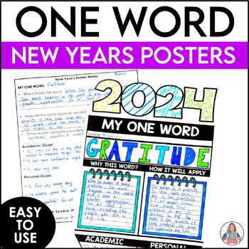 Preview of New Years 2024 One Word Project - New Years Craft Poster for Goal Setting