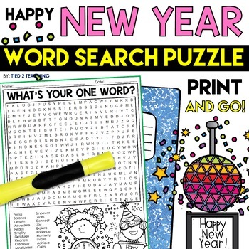 Preview of New Years 2025  Word Search Goal Setting Resolutions Puzzles Word Search