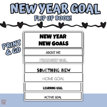 Preview of New Years 2024 | Resolution Goals Flip Book | Writing Craft Activity | Editable