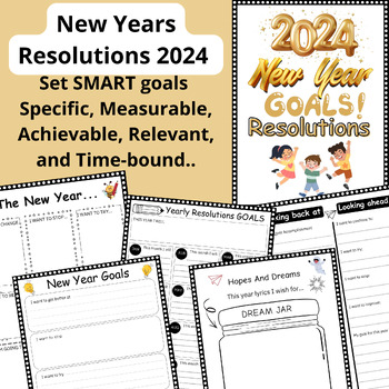 Preview of New Years 2024 Resolution Smart Goals Planner Printibale