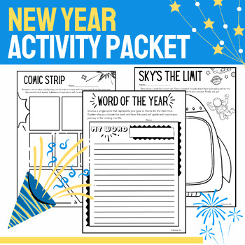 Preview of New Years 2024: Resolutions, Goal Setting, Reflection Activity Packet {No Prep}