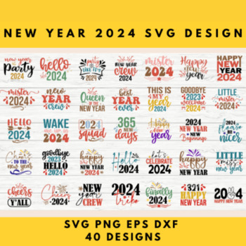 New Years 2024 SVG Bundle by Tealavvo Clipart | TPT