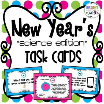 Preview of New Years 2024 Task Cards: Science Edition - PRINT AND DIGITAL