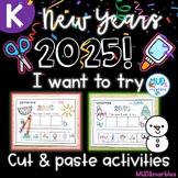 New Years 2025 cut and paste activities KINDERGARTEN