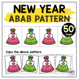 New Years AB Patterns Worksheets for Fine Motor Activities