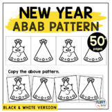 New Years AB Patterns Worksheets for Fine Motor Activities