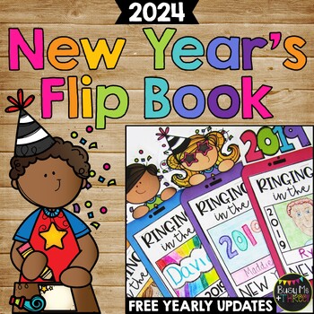 Preview of New Year's Activities 2024 Writing Crafty Flip Book with FREE Yearly Updates