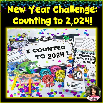 Preview of New Year 2024 Math Challenge Worksheets Hundreds Chart Activities