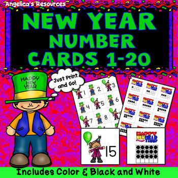 Preview of New Years 2024 | FREE Counting Cards Numbers 1 to 20 Ten Frames