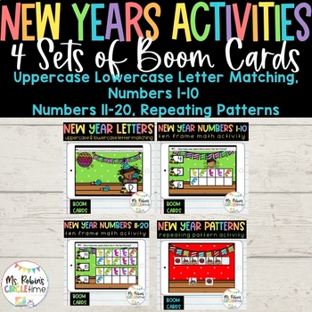 Preview of New Years Activities for Preschool and Kindergarten | Boom Card BUNDLE