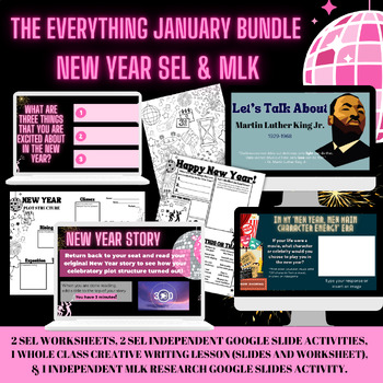 Preview of New Years Activity Bundle with MLK Digital Resource for Middle School