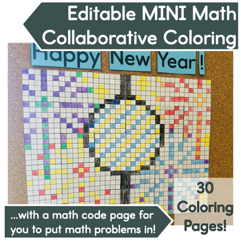 Preview of New Years Activity│MINI Collaborative Coloring Poster & Bulletin Board│Editable