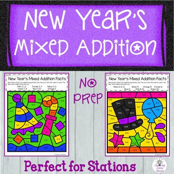 Preview of New Years Addition Color By Number - Mixed Addition Facts