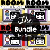 New Years Addition and Subtraction Facts Bundle Boom Cards™