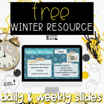 Preview of Winter Snowflake Agenda Google Slides Template Daily Agenda January