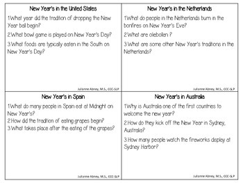 new years around the world comprehension comparecontrast and vocabulary