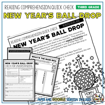 Preview of New Years Ball Drop Reading Comprehension Passage and Questions