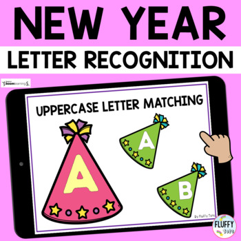Preview of New Years Boom Cards Letter Recognition for Preschool