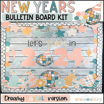 Preview of New Years Bulletin Board Kit | 2024 Edition | Dreamy Pastels Version