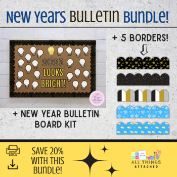 New Years Bulletin Board Kit +PLUS 5 Printable Borders | January Winter ...