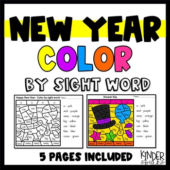 Preview of New Years Color By Sight Word