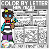 New Years Color by Letter Recognition Alphabet Worksheets