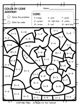 New Years Color by Number Addition Facts and Multiplication Facts Freebie
